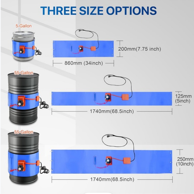 Oil Drum Heater size comparison for different drum capacities
