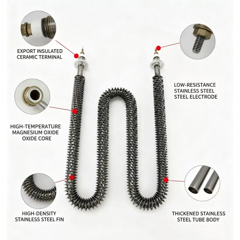 Finned tubular heater for industrial air heating
